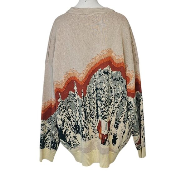 Roots Mens Landscape Intarsia Crewneck Long Sleeve Sweatshirt, Stretch, Size 2XL - Picture 4 of 11